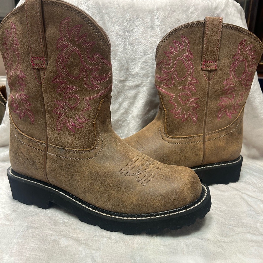 Ariat Pink and Green Interior Boots